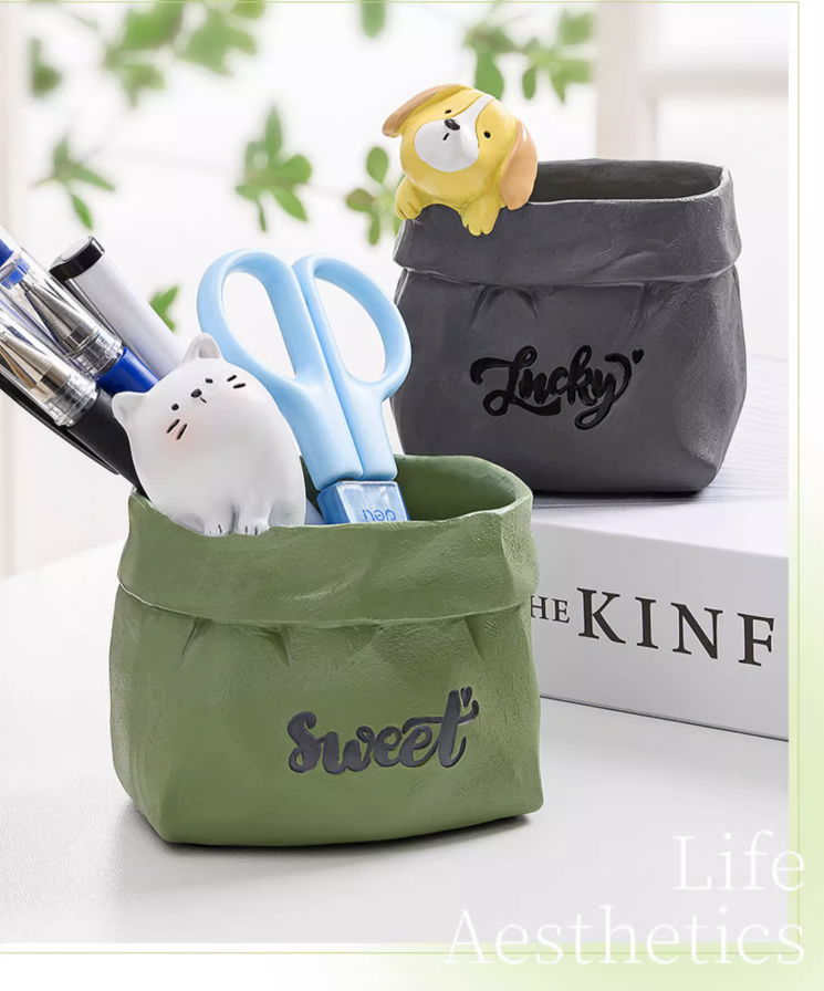 Holder/Organizer/Pot for Pen, Stationary, Makeup Brushes, Plants, Succulent